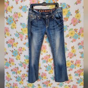 Rock Revival Women Size 32 Amberlight Easy Boot Jewel Jeans Med Wash